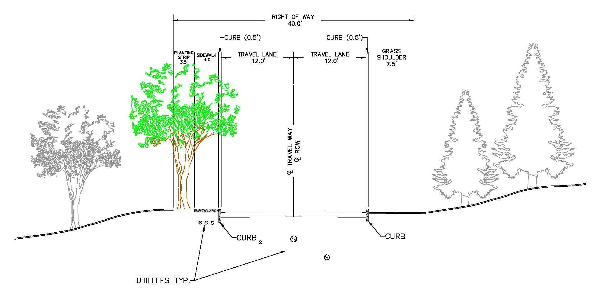 Subdivision Road Scenario 2 Tree Canopy BMP